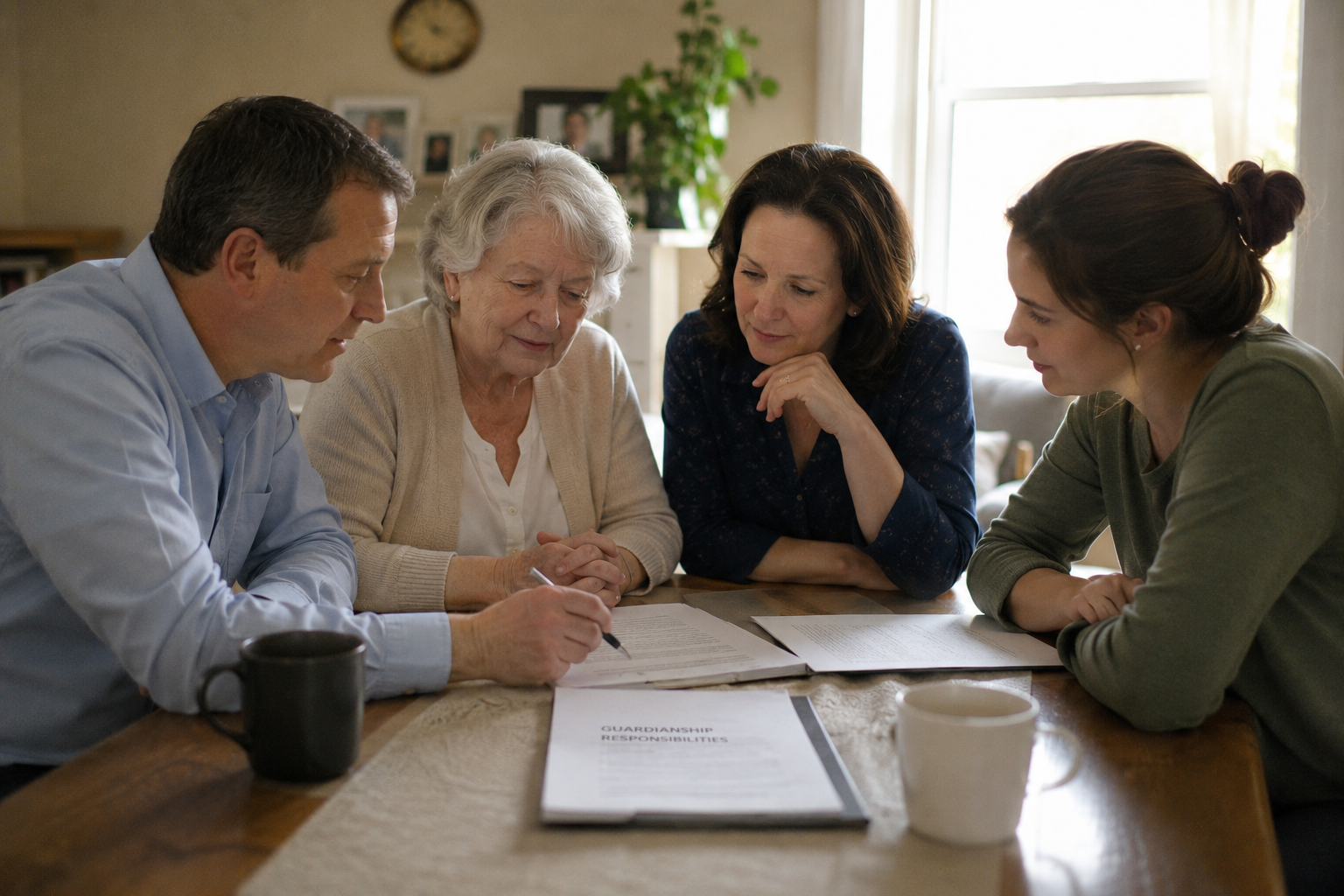 Brooklyn family discussing guardianship responsibilities